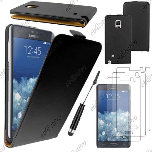 Ebeststar  Housse Coque Etui En Pu Cuir  Rabat Ultra Fine (Slim Case) Pour Samsung Galaxy Note Edge, Couleur Noir + Mini Stylet 3 Film