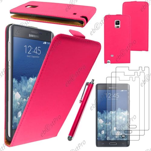 Ebeststar  Housse Coque Etui En Pu Cuir  Rabat Ultra Fine (Slim Case) Pour Samsung Galaxy Note Edge, Couleur Rose + Stylet 3 Film