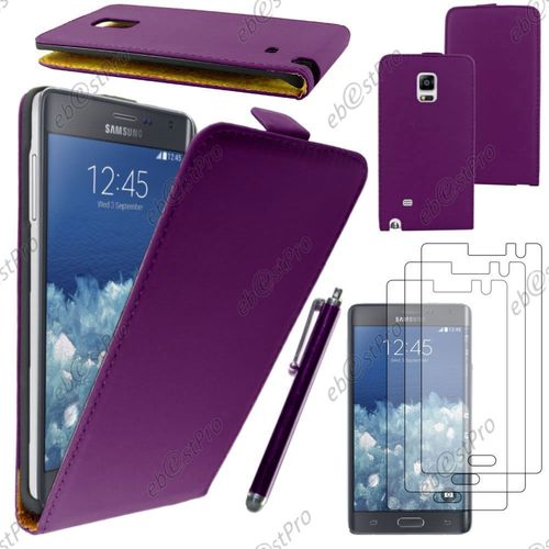 Ebeststar  Housse Coque Etui En Pu Cuir  Rabat Ultra Fine (Slim Case) Pour Samsung Galaxy Note Edge, Couleur Violet + Stylet 3 Film