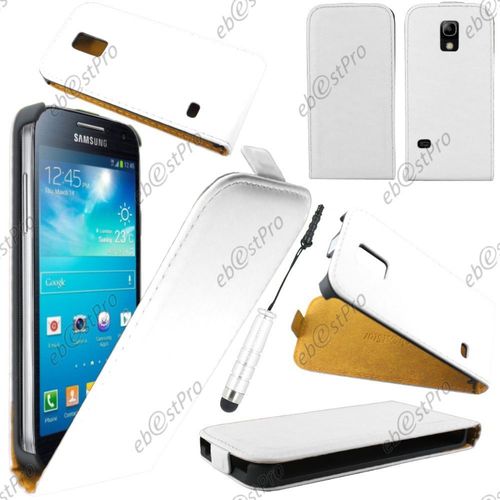 Ebeststar  Housse Coque Etui En Pu Cuir  Rabat Ultra Fine (Slim Case) Pour Samsung Galaxy S5 Mini Sm-G800 G800f G800h, Couleur Blanc + Mini Stylet + Film Protection D'cran