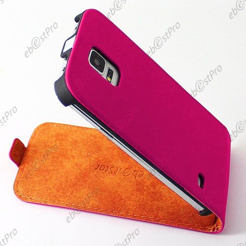 Ebeststar  Housse Coque Etui En Pu Cuir  Rabat Ultra Fine (Slim Case) Pour Samsung Galaxy S5 Sm-G900f, G900, G900h, Couleur Rose + Film Verre Tremp