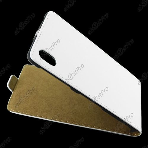 Ebeststar  Housse Coque Etui En Pu Cuir  Rabat Ultra Fine (Slim Case) Pour Sony Xperia M4 Aqua, M4 Aqua Dual, Couleur Blanc + Mini Stylet + Film Protection D'cran