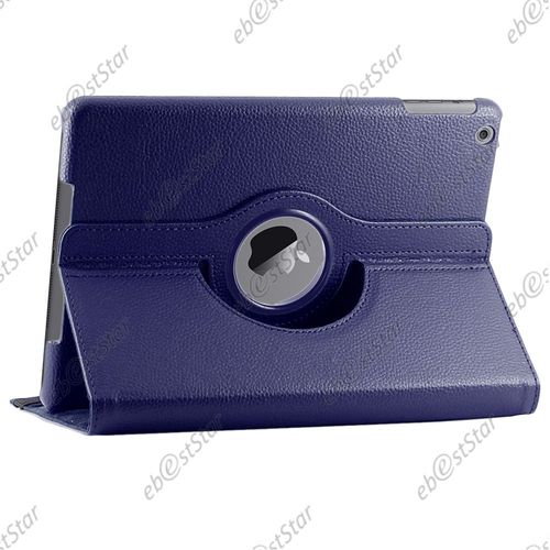 Ebeststar  Housse Coque Etui Pu Cuir Rotatif Avec Support  Rotation 360 + Film Protection D'cran Pour Apple Ipad Air / Ipad 5 / Ipad Air Wi-Fi, 3g, Couleur Bleu Fonc