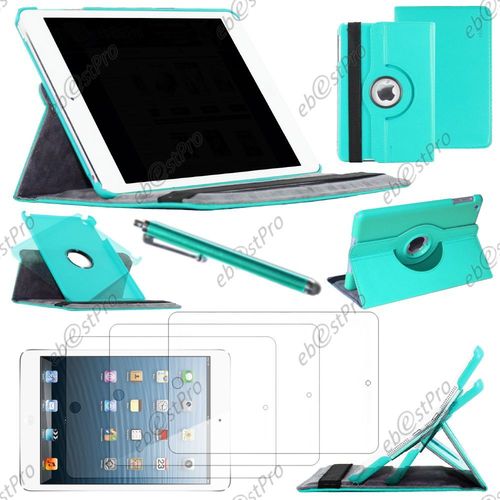 Ebeststar  Housse Coque Etui Pu Cuir Rotatif Avec Support  Rotation 360 Pour Apple Ipad Mini 3, Mini 2 Retina, Mini 1, Couleur Bleu + Stylet 3 Film