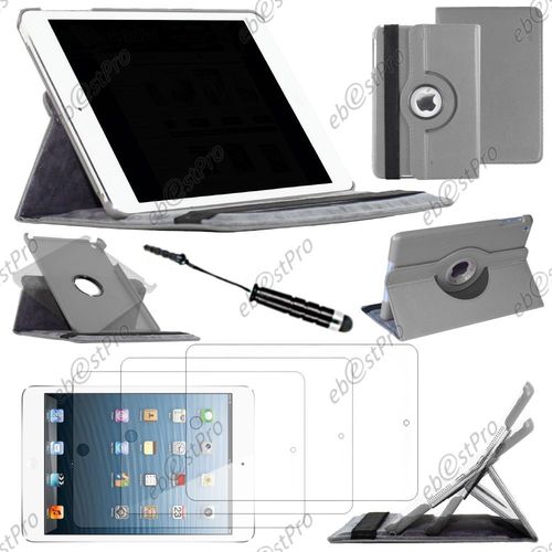 Ebeststar  Housse Coque Etui Pu Cuir Rotatif Avec Support  Rotation 360 Pour Apple Ipad Mini 3, Mini 2 Retina, Mini 1, Couleur Gris + Mini Stylet 3 Film