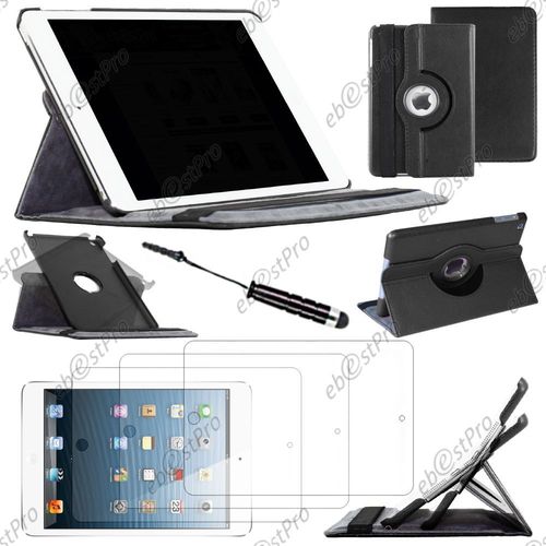 Ebeststar  Housse Coque Etui Pu Cuir Rotatif Avec Support  Rotation 360 Pour Apple Ipad Mini 3, Mini 2 Retina, Mini 1, Couleur Noir + Mini Stylet 3 Film