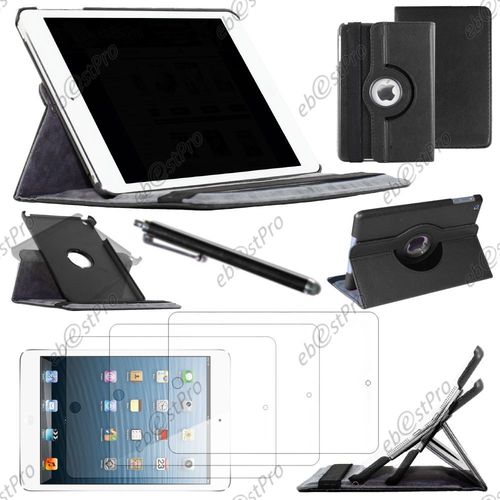 Ebeststar  Housse Coque Etui Pu Cuir Rotatif Avec Support  Rotation 360 Pour Apple Ipad Mini 3, Mini 2 Retina, Mini 1, Couleur Noir + Stylet 3 Film