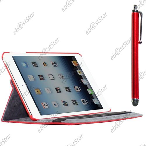 Ebeststar  Housse Coque Etui Pu Cuir Rotatif Support Rotation 360 + Film + Stylet Pour Apple Ipad Mini Retina / Ipad Mini 2 / Ipad Mini (Wi-Fi, 3g, Cellular ...), Couleur Rouge