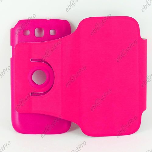 Ebeststar  Housse Coque Etui Pu Cuir Rotatif Avec Support  Rotation 360 Pour Samsung Galaxy S3 I9300 I9305, Couleur Rose + Film Verre Tremp