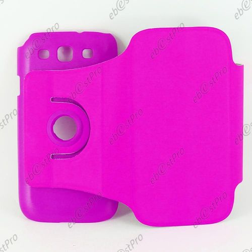 Ebeststar  Housse Coque Etui Pu Cuir Rotatif Avec Support  Rotation 360 Pour Samsung Galaxy S3 I9300 I9305, Couleur Violet + Film Verre Tremp