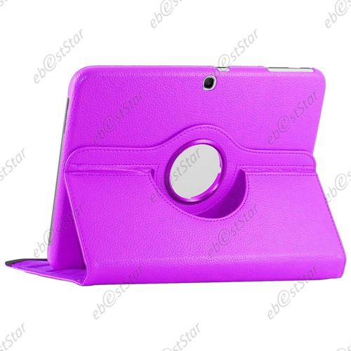 Ebeststar  Housse Coque Etui Pu Cuir Rotatif Support Rotation 360 + Film Pour Samsung Galaxy Tab 3 10.1 Gt-P5210 / 10 Pouces P5200 P5220, Couleur Violet