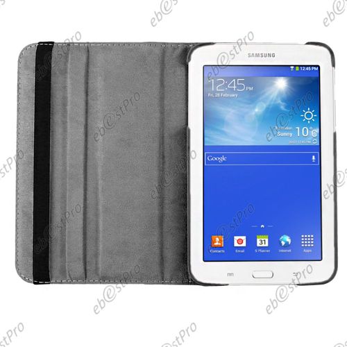 Ebeststar  Housse Coque Etui Pu Cuir Rotatif Avec Support  Rotation 360 Pour Samsung Galaxy Tab 3 7.0 Lite Sm-T110, Couleur Noir + Mini Stylet + 1 Film Protection D'cran + Lingette