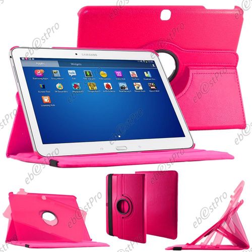 Ebeststar  Housse Coque Etui Pu Cuir Rotatif Support Rotation 360 + Film Pour Samsung Galaxy Tab 4 10.1 Sm-T530 / T531 T535, Couleur Rose