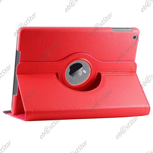 Ebeststar  Housse Coque Etui Pu Cuir Rotatif Support Rotation 360 + Film Pour Apple Ipad Air / Ipad 5 / Ipad Air Wi-Fi, 3g, Couleur Rouge