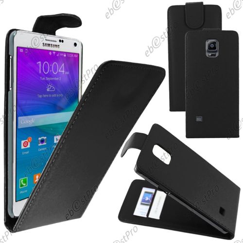 Ebeststar  Housse Coque Etui Simili Cuir  Rabat Vertical + Film Protection D'cran Pour Samsung Galaxy Note 4 N910f, Couleur Noir