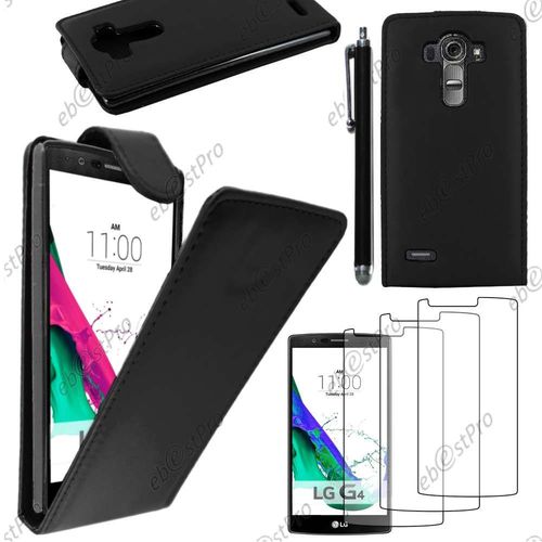 Ebeststar  Housse Coque Etui Simili Cuir  Rabat Vertical Pour Lg G4 H815, G4 Dual-Lte, Couleur Noir + Stylet 3 Film