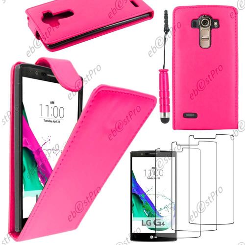 Ebeststar  Housse Coque Etui Simili Cuir  Rabat Vertical Pour Lg G4 H815, G4 Dual-Lte, Couleur Rose + Mini Stylet 3 Film