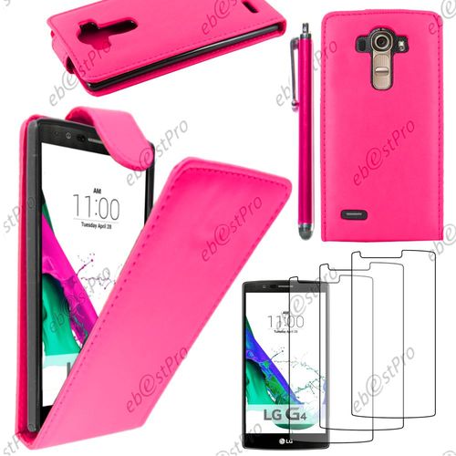 Ebeststar  Housse Coque Etui Simili Cuir  Rabat Vertical Pour Lg G4 H815, G4 Dual-Lte, Couleur Rose + Stylet 3 Film