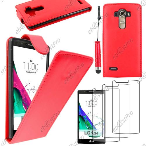 Ebeststar  Housse Coque Etui Simili Cuir  Rabat Vertical Pour Lg G4 H815, G4 Dual-Lte, Couleur Rouge + Mini Stylet 3 Film