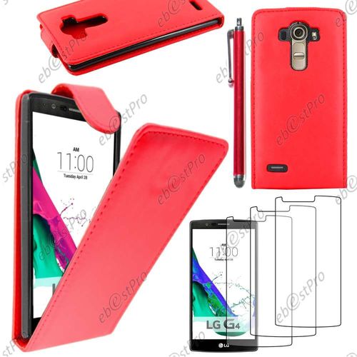 Ebeststar  Housse Coque Etui Simili Cuir  Rabat Vertical Pour Lg G4 H815, G4 Dual-Lte, Couleur Rouge + Stylet 3 Film