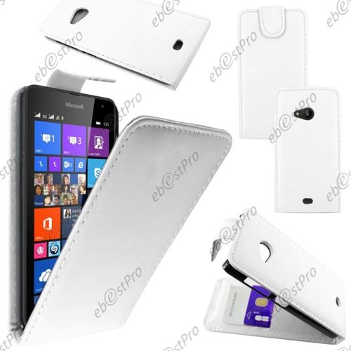 Ebeststar  Housse Coque Etui Simili Cuir  Rabat Vertical Pour Microsoft Lumia 535, Couleur Blanc + Film Protection D'cran
