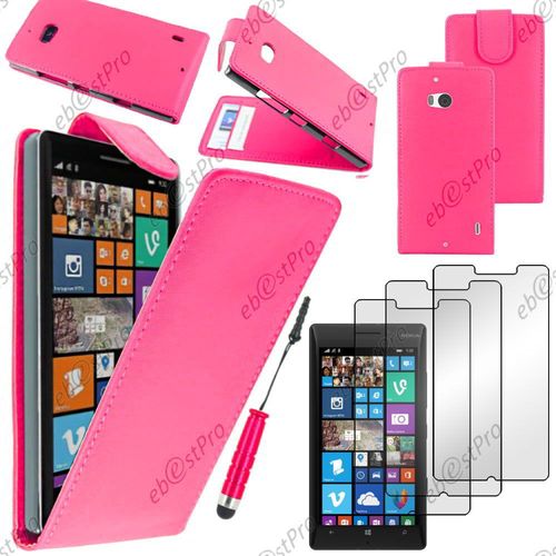 Ebeststar  Housse Coque Etui Simili Cuir  Rabat Vertical Pour Nokia Lumia 930, Couleur Rose + Mini Stylet 3 Film