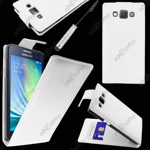 Ebeststar  Housse Coque Etui Simili Cuir  Rabat Vertical Pour Samsung Galaxy A5 Sm-A500f, Couleur Blanc + Mini Stylet + Film Protection D'cran