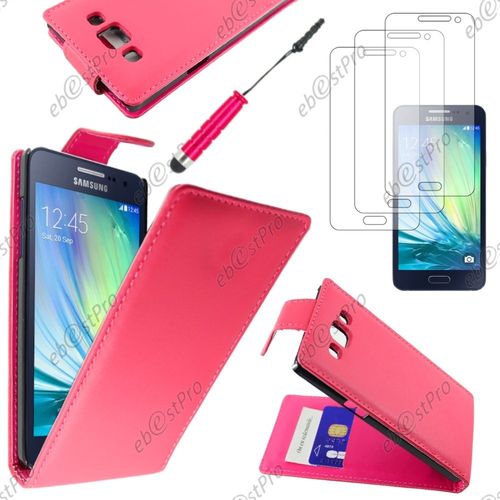 Ebeststar  Housse Coque Etui Simili Cuir  Rabat Vertical Pour Samsung Galaxy A5 Sm-A500f, Couleur Rose + Mini Stylet 3 Film