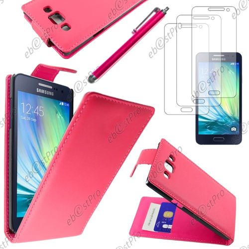 Ebeststar  Housse Coque Etui Simili Cuir  Rabat Vertical Pour Samsung Galaxy A5 Sm-A500f, Couleur Rose + Stylet 3 Film