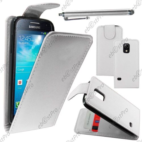 Ebeststar  Housse Coque Etui Simili Cuir  Rabat Vertical Pour Samsung Galaxy S5 Mini Sm-G800 G800f G800h, Couleur Blanc + Stylet + Film Protection D'cran