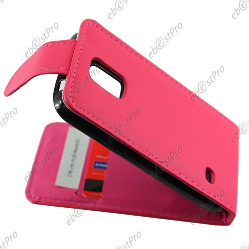 Ebeststar  Housse Coque Etui Simili Cuir  Rabat Vertical Pour Samsung Galaxy S5 Mini Sm-G800 G800f G800h, Couleur Rose + Film Verre Tremp