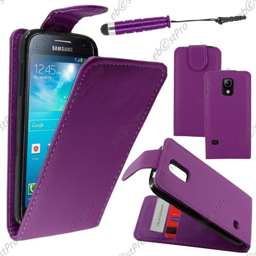 Ebeststar  Housse Coque Etui Simili Cuir  Rabat Vertical Pour Samsung Galaxy S5 Mini Sm-G800 G800f G800h, Couleur Violet + Mini Stylet + Film Protection D'cran