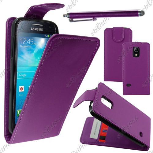 Ebeststar  Housse Coque Etui Simili Cuir  Rabat Vertical Pour Samsung Galaxy S5 Mini Sm-G800 G800f G800h, Couleur Violet + Stylet + Film Protection D'cran