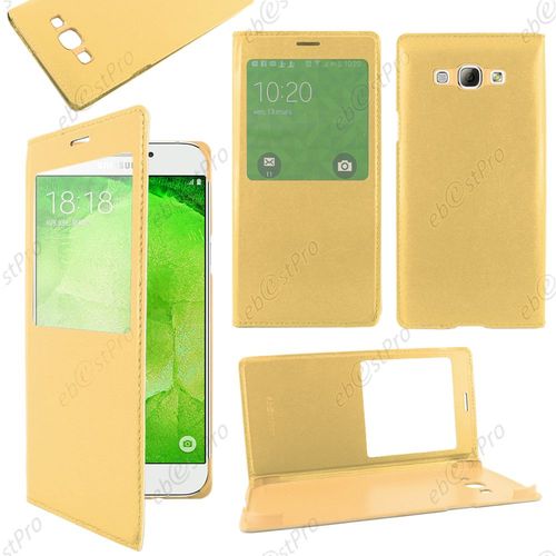Ebeststar  Housse Coque Etui Smart View Type S-View Portefeuille Pour Samsung Galaxy A8 Sm-A800f, Couleur Jaune + Film Protection D'cran