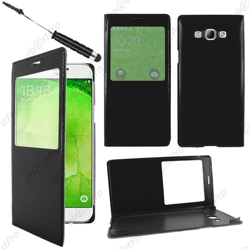 Ebeststar  Housse Coque Etui Smart View Type S-View Portefeuille Pour Samsung Galaxy A8 Sm-A800f, Couleur Noir + Mini Stylet + Film Protection D'cran