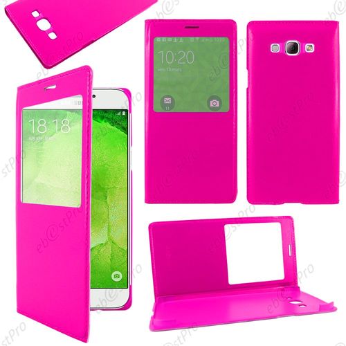 Ebeststar  Housse Coque Etui Smart View Type S-View Portefeuille Pour Samsung Galaxy A8 Sm-A800f, Couleur Rose + Film Protection D'cran