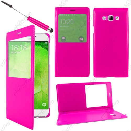 Ebeststar  Housse Coque Etui Smart View Type S-View Portefeuille Pour Samsung Galaxy A8 Sm-A800f, Couleur Rose + Mini Stylet + Film Protection D'cran