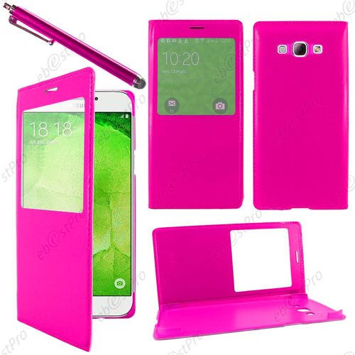Ebeststar  Housse Coque Etui Smart View Type S-View Portefeuille Pour Samsung Galaxy A8 Sm-A800f, Couleur Rose + Stylet + Film Protection D'cran