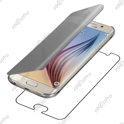 Ebeststar  Housse Coque Etui View Clear Cover Miroir Pour Samsung Galaxy S6 Edge + Sm-G928f Edge Plus, Couleur Gris + 1 Film Protection D'cran + Lingette