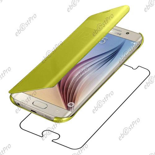 Ebeststar  Housse Coque Etui View Clear Cover Miroir Pour Samsung Galaxy S6 Edge + Sm-G928f Edge Plus, Couleur Jaune + 1 Film Protection D'cran + Lingette