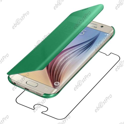 Ebeststar  Housse Coque Etui View Clear Cover Miroir Pour Samsung Galaxy S6 Edge + Sm-G928f Edge Plus, Couleur Vert + 1 Film Protection D'cran + Lingette