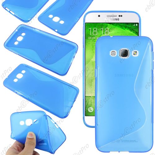 Ebeststar  Housse Etui Coque Silicone Gel Motif S-Line Protection Souple Pour Samsung Galaxy A8 Sm-A800f, Couleur Bleu + Film Protection D'cran
