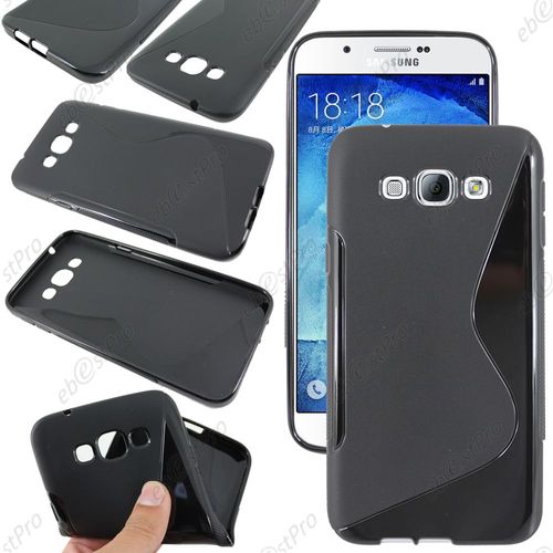 Ebeststar  Housse Etui Coque Silicone Gel Motif S-Line Protection Souple Pour Samsung Galaxy A8 Sm-A800f, Couleur Noir + Film Protection D'cran