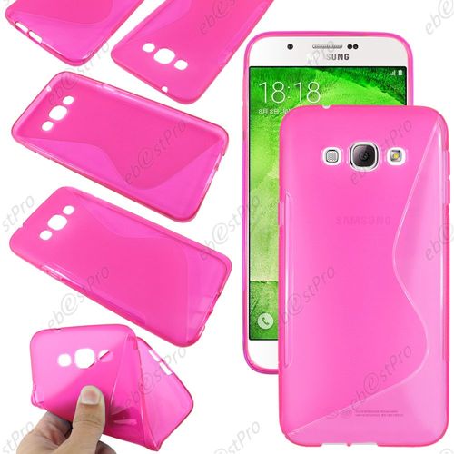 Ebeststar  Housse Etui Coque Silicone Gel Motif S-Line Protection Souple Pour Samsung Galaxy A8 Sm-A800f, Couleur Rose + Film Protection D'cran