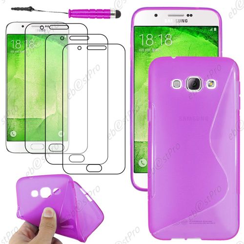 Ebeststar  Housse Etui Coque Silicone Gel Motif S-Line Protection Souple Pour Samsung Galaxy A8 Sm-A800f, Couleur Violet + Mini Stylet 3 Film