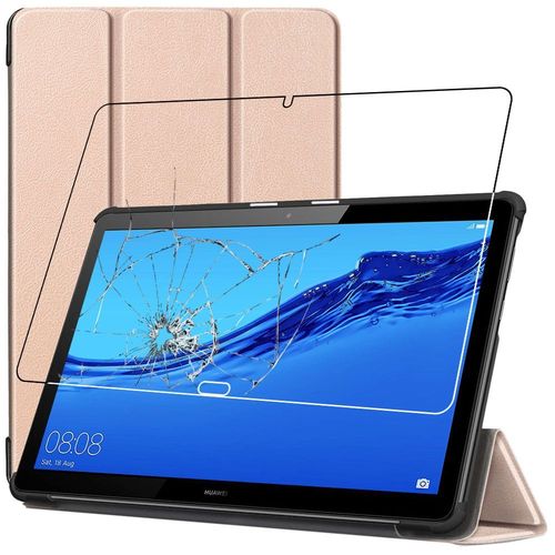 Ebeststar - Housse Huawei Mediapad T5 10.1 Etui Pu Slim Smart Case Support, Or / Dor [Dimensions Precises Tablette : 243 X 164 X 7.8mm, cran 10.1'']