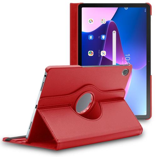 Ebeststar - Housse Lenovo Tab M10 Plus 10.6 (Gen 3) Coque Etui Protection Rotation 360 Pu Cuir, Rouge [Dimensions Tablette : 251.2 X 15.9 X 7.4 Mm, cran 10.6'']