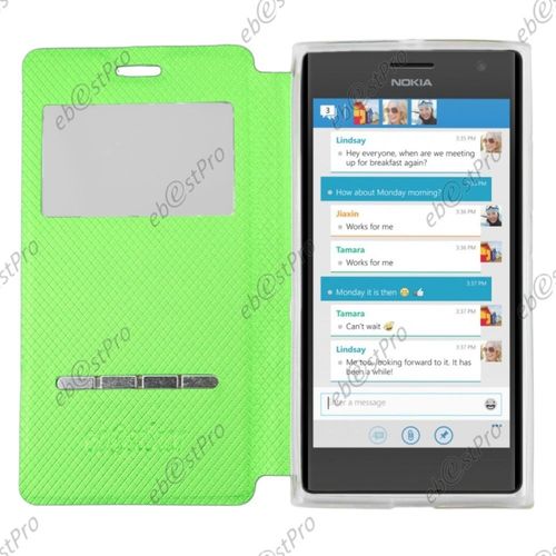 Ebeststar   Housse Pochette Protection Coque Type S-View Portefeuille Livre Pour Nokia Lumia 735 730 Dual + 1 Verre Tremp, Couleur Vert