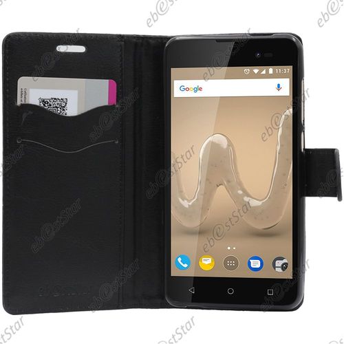 Ebeststar  Housse Portefeuille Coque Etui Protection Folio Pour Wiko Sunny 2 Plus, Couleur Noir [Dimensions De Votre Appareil : 146.3 X 73.7 X 9.8 Mm]