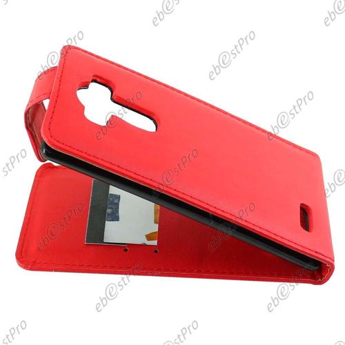 Ebeststar   Housse Simili Cuir  Clapet Coque Etui Pour Lg G4 H815, G4 Dual-Lte + 1 Verre Tremp, Couleur Rouge